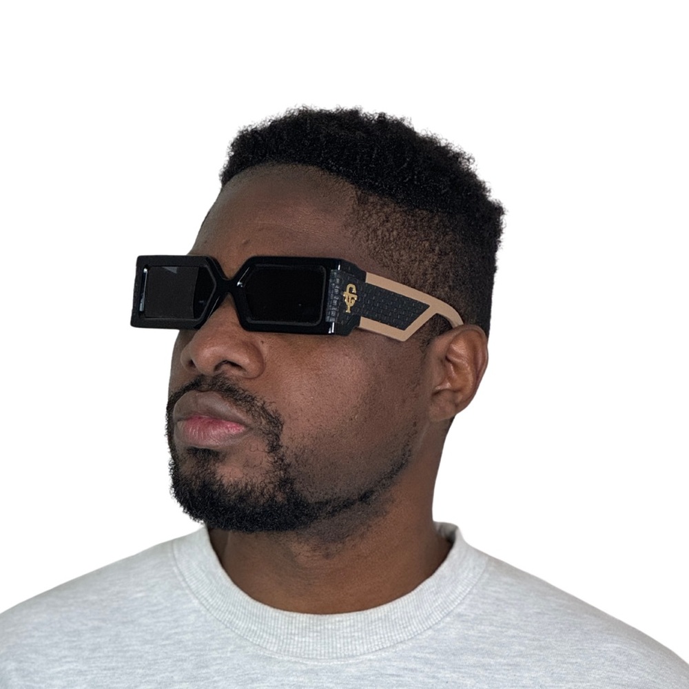 Black And Tan Rectangular Sunglasses - image 1